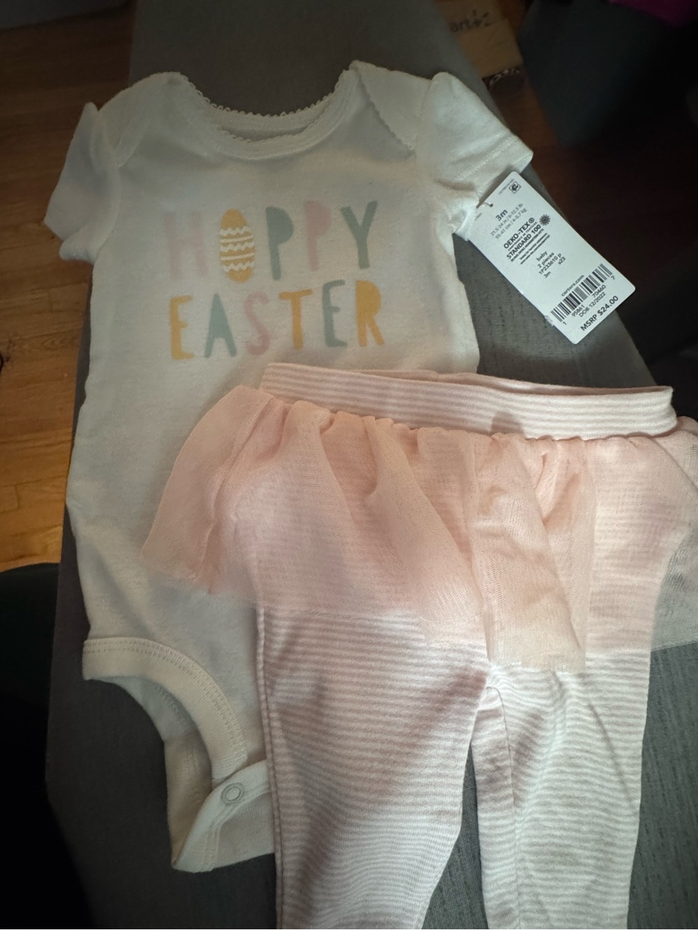 Carter's White Baby Onesie with Light Pink Tulle Leggings